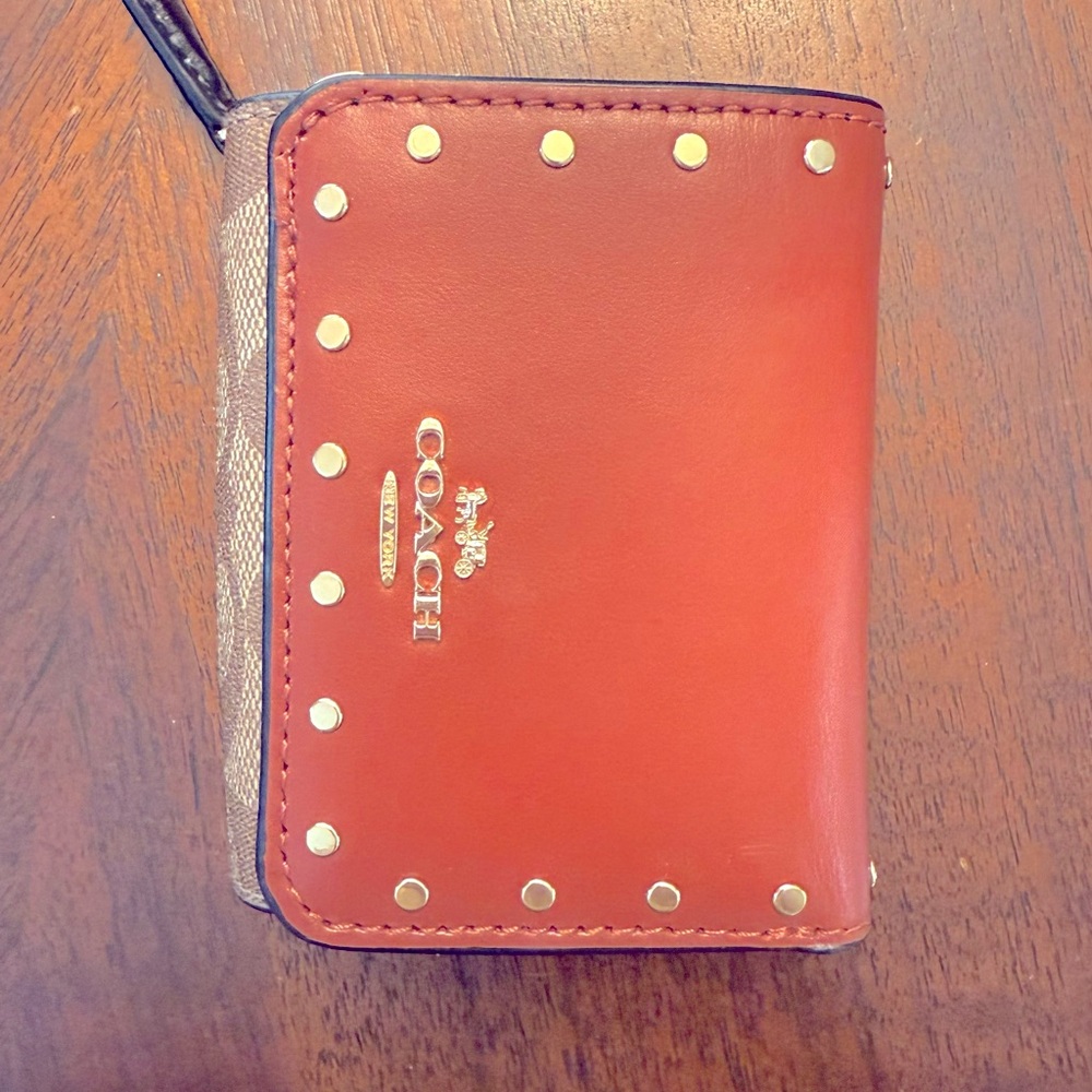 COACH Small Trifold Wallet In Colorblock Signature Canvas. Slightly used.